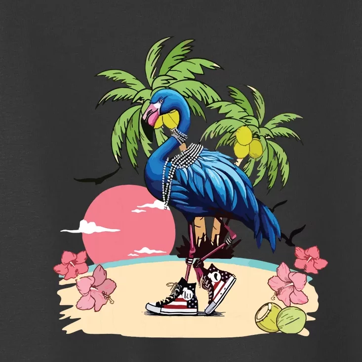 Flamingo Blue Chucks And Pearls Funny Coconut Tree Women Toddler T-Shirt