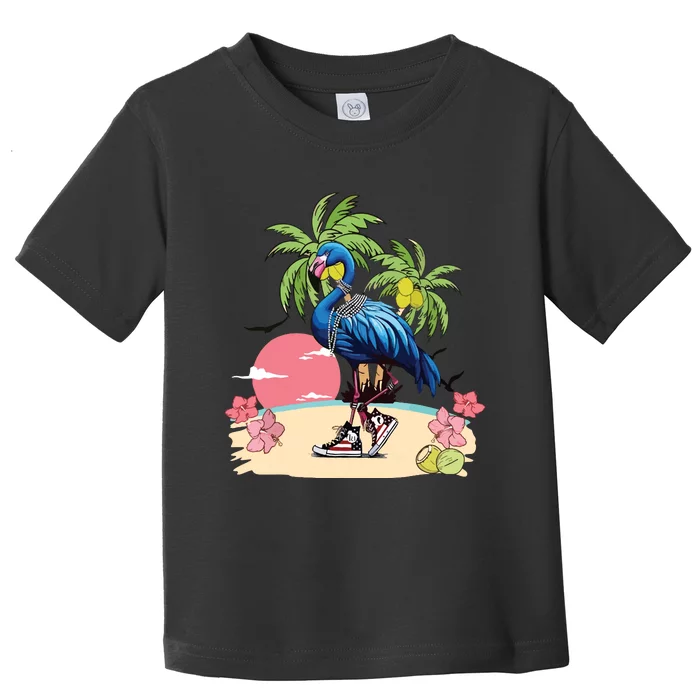 Flamingo Blue Chucks And Pearls Funny Coconut Tree Women Toddler T-Shirt