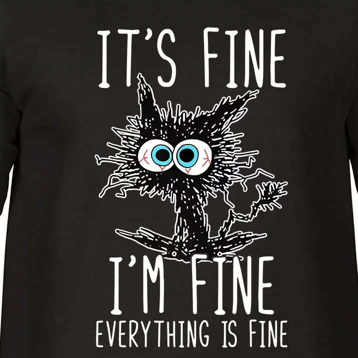 Funny Black Cat It's Fine I'm Fine Everything Is Fine Comfort Colors T-Shirt