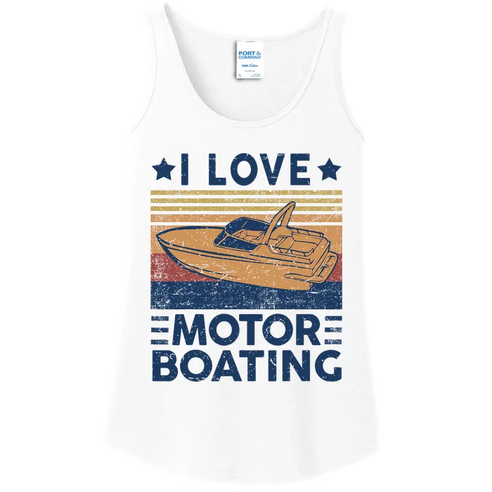 Funny Boat Captain I Love Motorboating Ladies Essential Tank