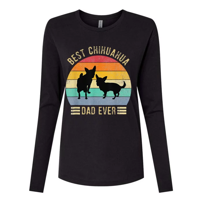 Funny Best Chihuahua Dad Ever Retro Vintage Dog Lover Fathers Day Womens Cotton Relaxed Long Sleeve T-Shirt