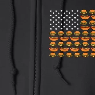 Funny Bbq Cookout Hotdog Hamburger American Flag Barbeque Full Zip Hoodie