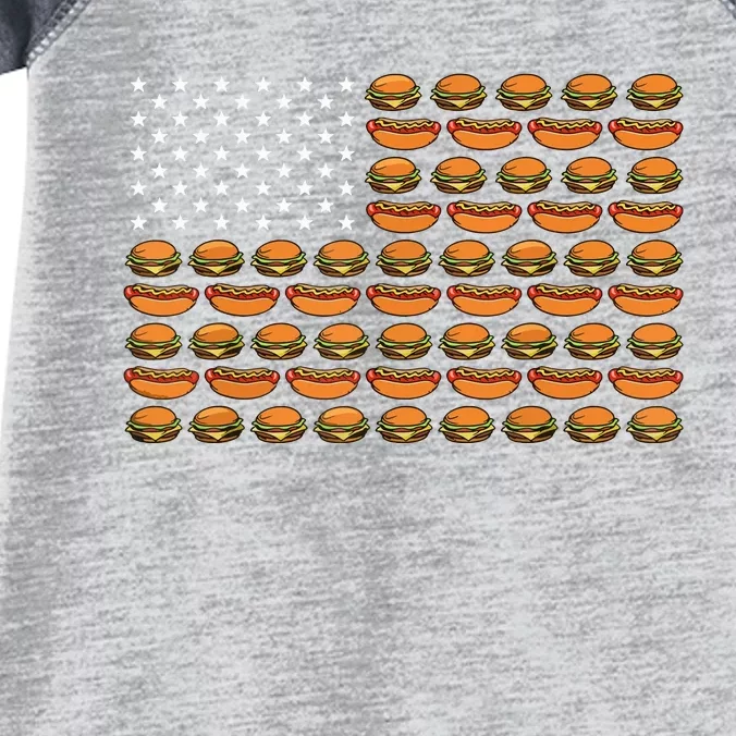 Funny Bbq Cookout Hotdog Hamburger American Flag Barbeque Infant Baby Jersey Bodysuit