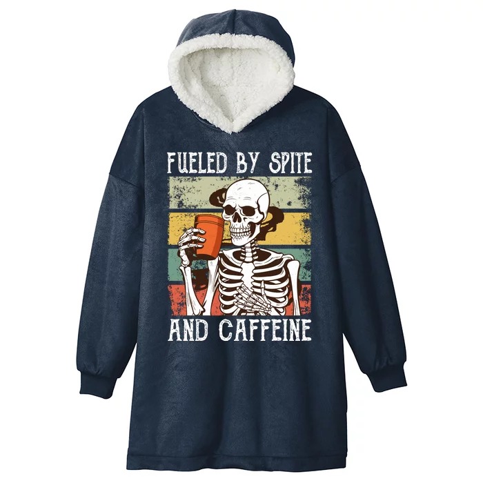 Fueled By Cskeleton Coffe Lover Hooded Wearable Blanket