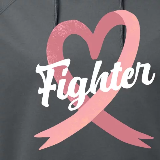 Fighter Breast Cancer Awareness Heart Performance Fleece Hoodie