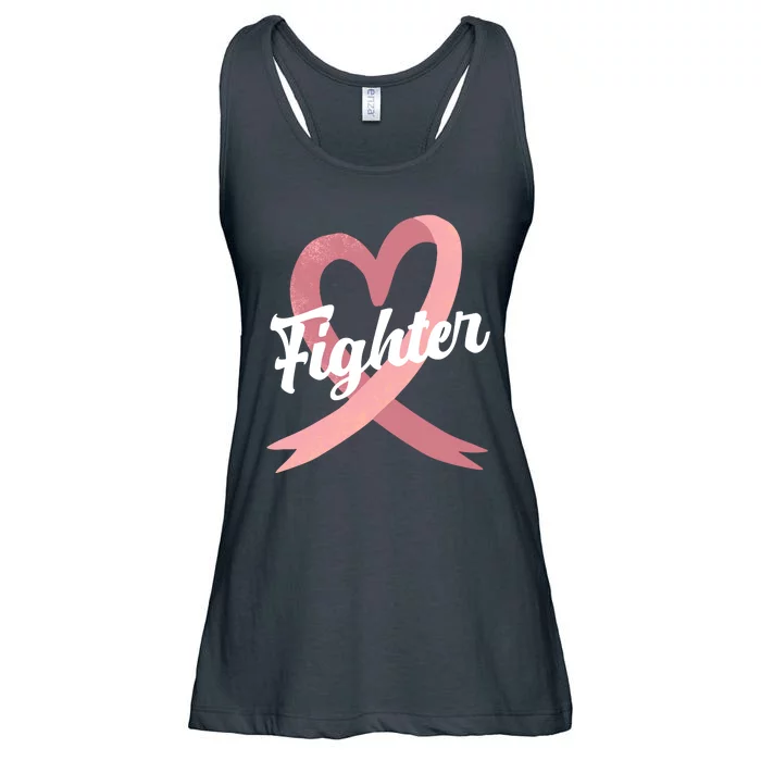 Fighter Breast Cancer Awareness Heart Ladies Essential Flowy Tank