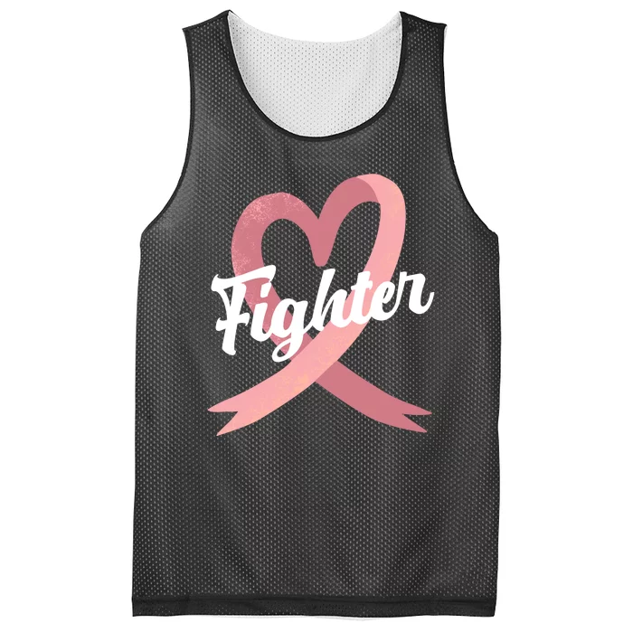 Fighter Breast Cancer Awareness Heart Mesh Reversible Basketball Jersey Tank