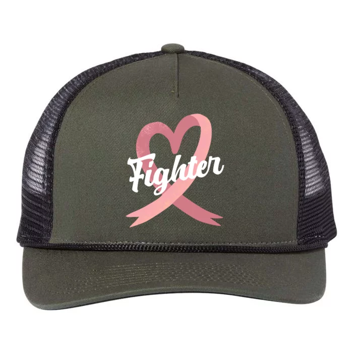 Fighter Breast Cancer Awareness Heart Retro Rope Trucker Hat Cap