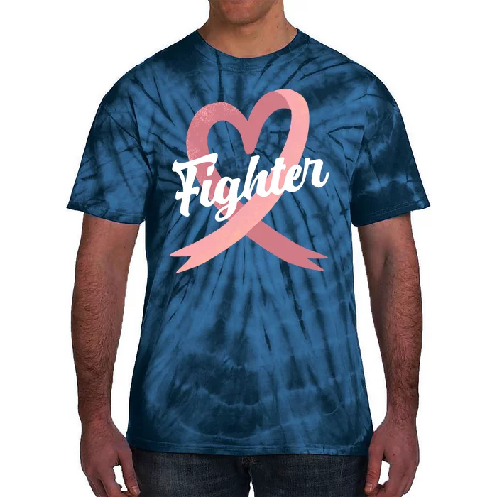 Fighter Breast Cancer Awareness Heart Tie-Dye T-Shirt