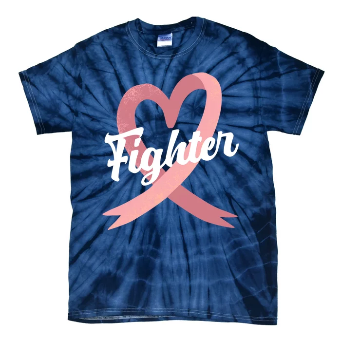 Fighter Breast Cancer Awareness Heart Tie-Dye T-Shirt