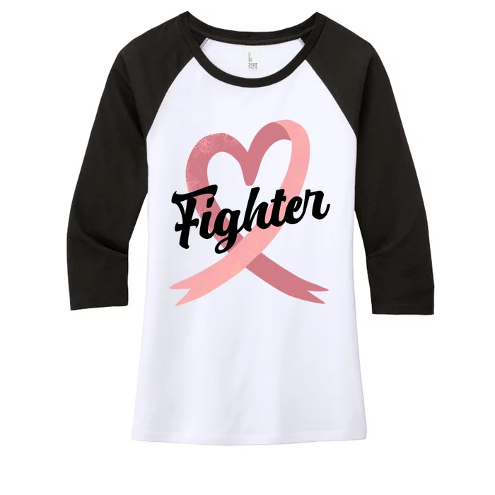 Fighter Breast Cancer Awareness Heart Women's Tri-Blend 3/4-Sleeve Raglan Shirt