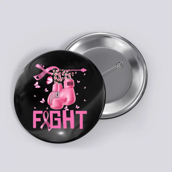 Fight Breast Cancer Awareness Boxing Gloves Warrior Button