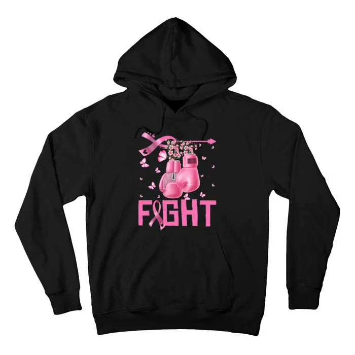 Fight Breast Cancer Awareness Boxing Gloves Warrior Tall Hoodie