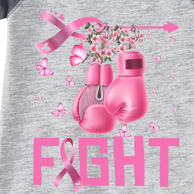 Fight Breast Cancer Awareness Boxing Gloves Warrior Infant Baby Jersey Bodysuit