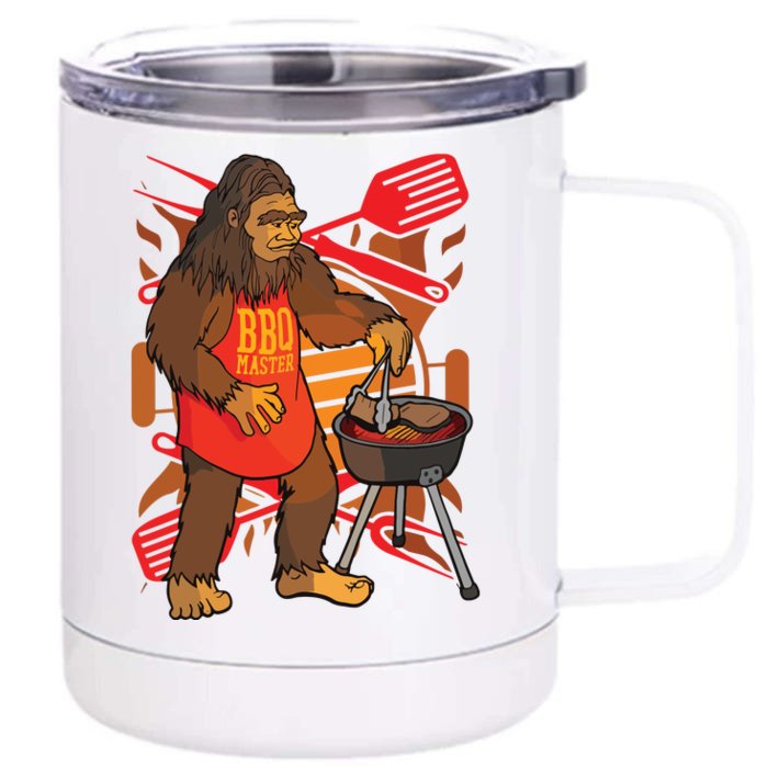 Funny Bigfoot Chef Grill BBQ Master Barbecue Gift Front & Back 12oz Stainless Steel Tumbler Cup