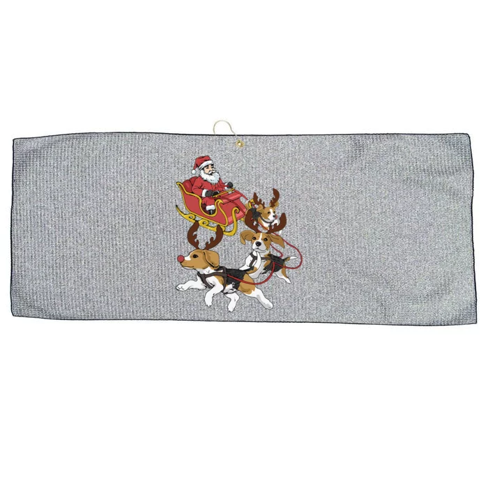 Funny Beagle Christmas Tee For Cute Dog Lovers Large Microfiber Waffle Golf Towel