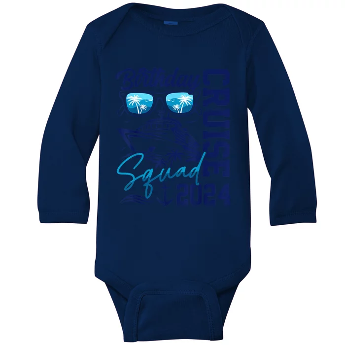 Funny Birthday Cruise Squad 2024 Vacation Matching Family Baby Long Sleeve Bodysuit