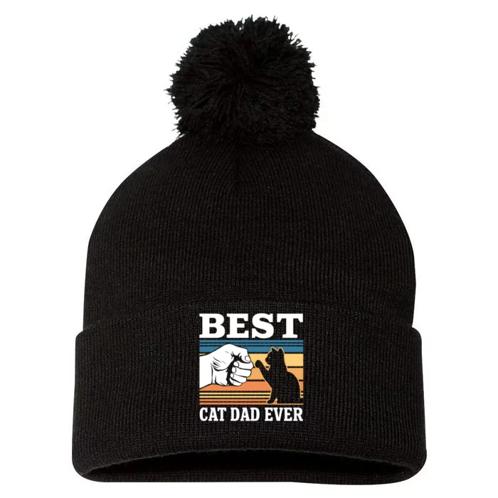 Funny Best Cat Dad Ever Gift Pom Pom 12in Knit Beanie