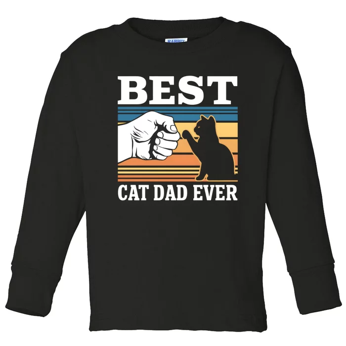 Funny Best Cat Dad Ever Gift Toddler Long Sleeve Shirt