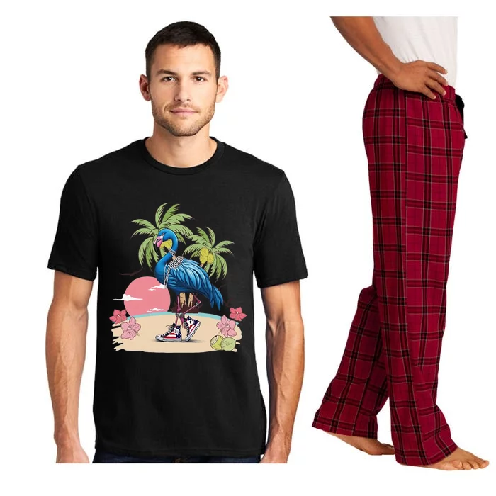 Flamingo Blue Chucks And Pearls Funny Coconut Tree Women Pajama Set