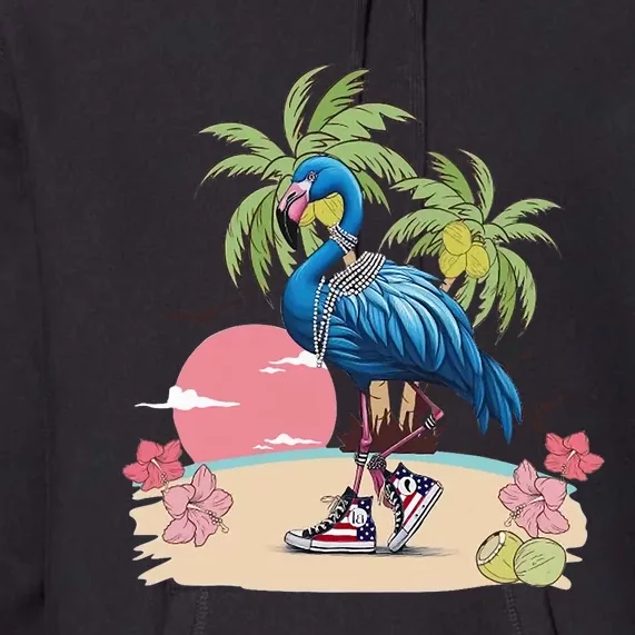 Flamingo Blue Chucks And Pearls Funny Coconut Tree Women Premium Hoodie