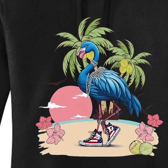 Flamingo Blue Chucks And Pearls Funny Coconut Tree Women Women's Pullover Hoodie