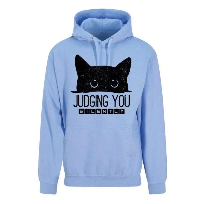 Funny Black Cat Judging You Silently Sarcastic Cat Mom Unisex Surf Hoodie