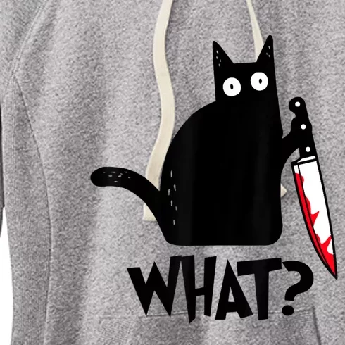 Funny Black Ca, Murderous Cat With Knife Women's Fleece Hoodie