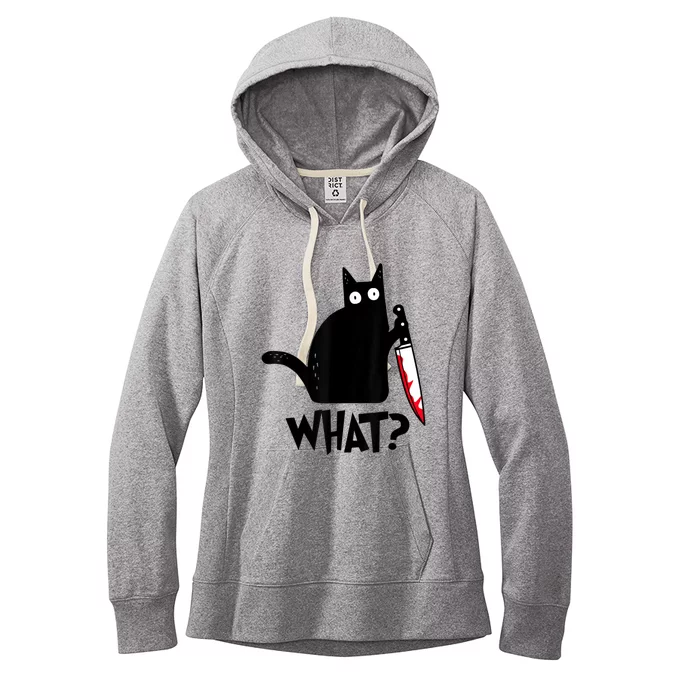 Funny Black Ca, Murderous Cat With Knife Women's Fleece Hoodie