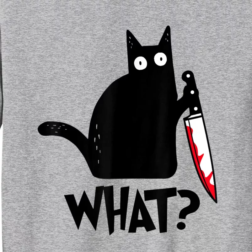 Funny Black Ca, Murderous Cat With Knife Tall Sweatshirt