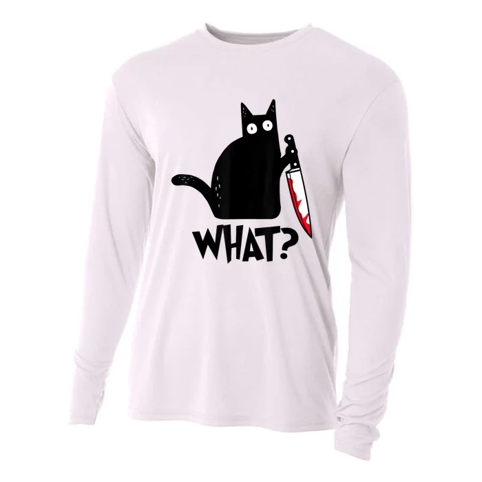 Funny Black Ca, Murderous Cat With Knife Cooling Performance Long Sleeve Crew