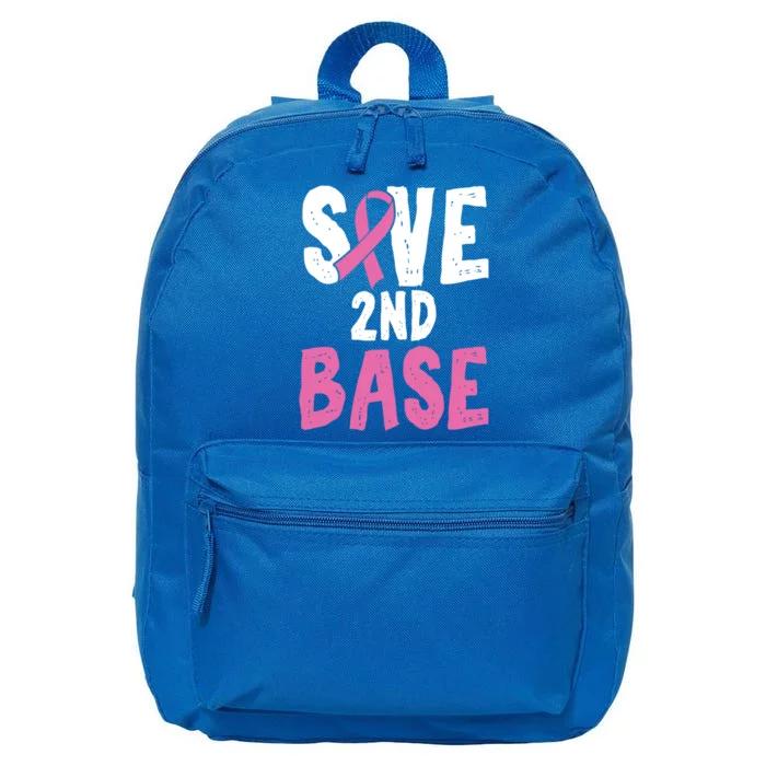 Funny Breast Cancer Awareness Month Save Second 2nd Base Gift 16 in Basic Backpack