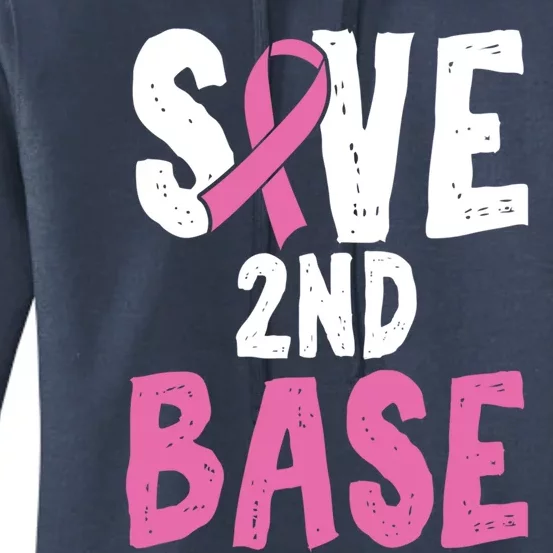 Funny Breast Cancer Awareness Month Save Second 2nd Base Gift Women's Pullover Hoodie