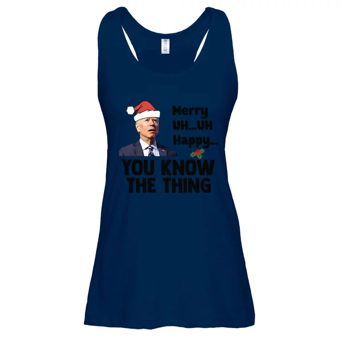 Funny Biden Christmas Confused Biden Santa Hat Ladies Essential Flowy Tank