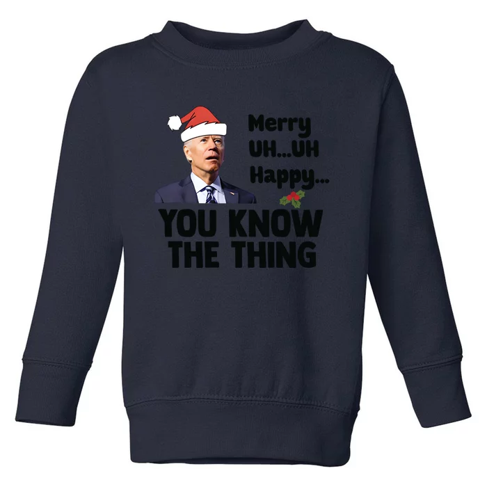 Funny Biden Christmas Confused Biden Santa Hat Toddler Sweatshirt