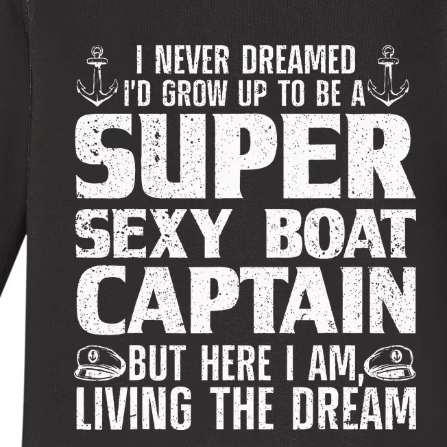 Funny Boat Captain Boating Baby Long Sleeve Bodysuit