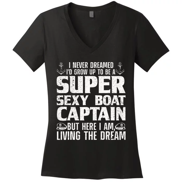 Funny Boat Captain Boating Women's V-Neck T-Shirt