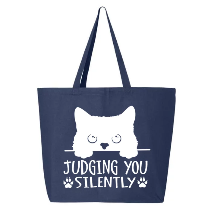 Funny Black Cat Judging You Silently Sarcastic Cat Mom Cute Gift 25L Jumbo Tote