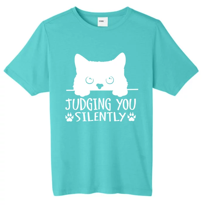 Funny Black Cat Judging You Silently Sarcastic Cat Mom Cute Gift ChromaSoft Performance T-Shirt