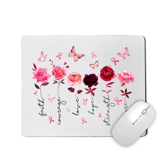 Floral Breast Cancer Faith Courage Love Hope Strength Cure Mousepad