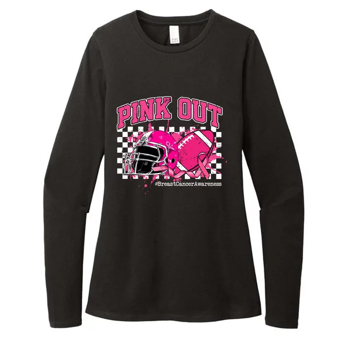 Football Breast Cancer Womens CVC Long Sleeve Shirt