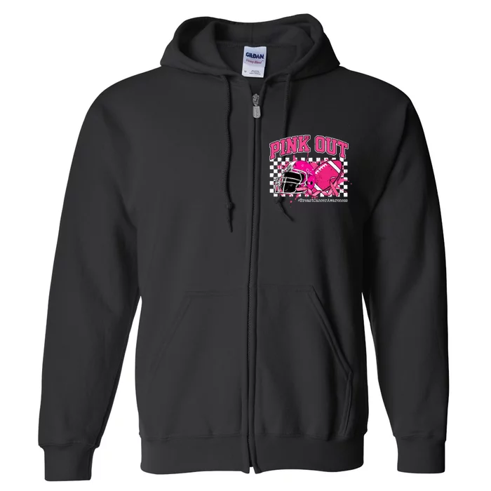 Football Breast Cancer Full Zip Hoodie