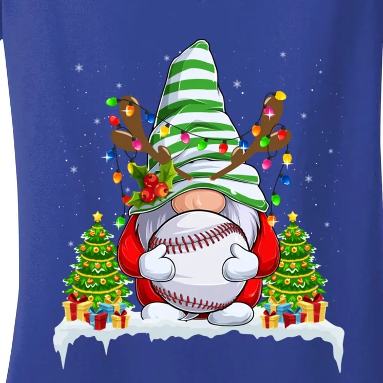 Funny Baseball Christmas Ugly Sweater Baseball Xmas Outfit Gift Women's V-Neck T-Shirt