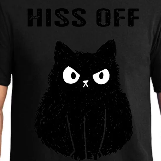 Funny Black Cat Hiss Off Meow Cat Pajama Set