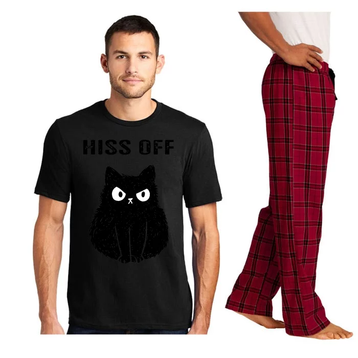 Funny Black Cat Hiss Off Meow Cat Pajama Set