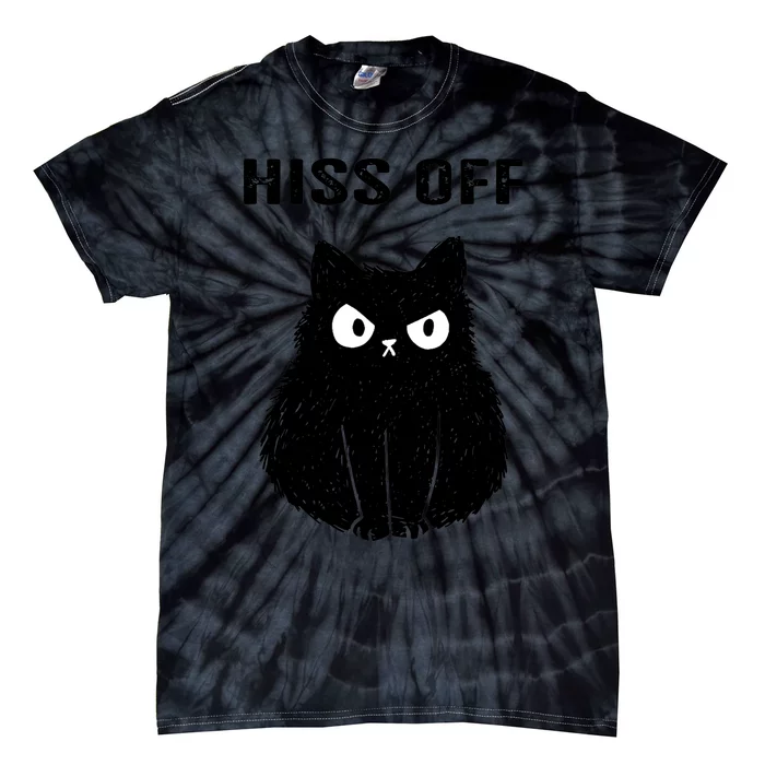 Funny Black Cat Hiss Off Meow Cat Tie-Dye T-Shirt