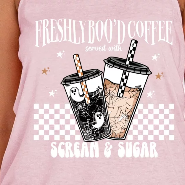 Freshly BooD Coffee With Scream And Sugar Halloween Cofee Cool Gift Women's Knotted Racerback Tank