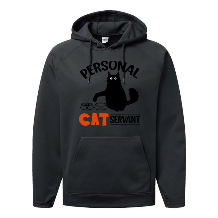 Funny Black Cat Personal Cat Servant Performance Fleece Hoodie