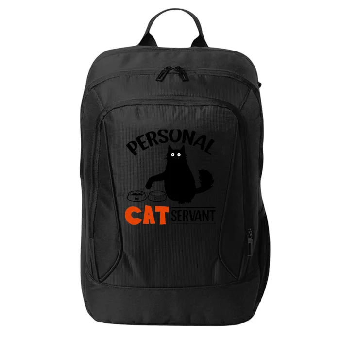 Funny Black Cat Personal Cat Servant City Backpack