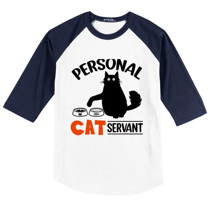 Funny Black Cat Personal Cat Servant Baseball Sleeve Shirt